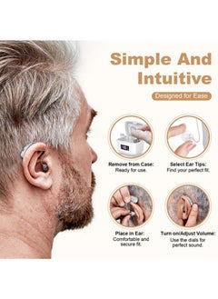 Jccgoo Rechargeable Hearing Aids for Seniors & Adults, Noise Cancelling, Latest Digital Chip, Sound Amplifier with Charging Case (Silver)  - Image 5