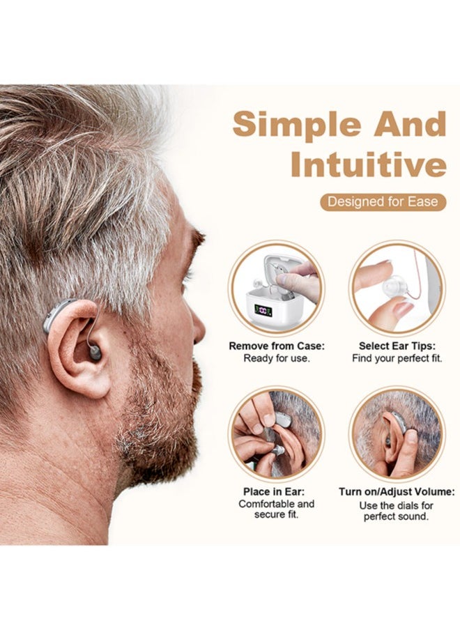 Jccgoo Rechargeable Hearing Aids for Seniors & Adults, Noise Cancelling, Latest Digital Chip, Sound Amplifier with Charging Case (Silver)  - Image 5