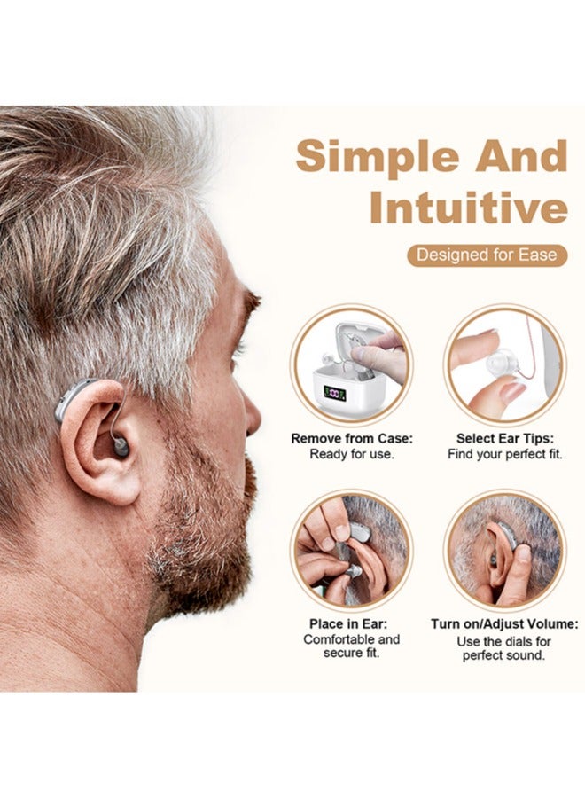 جي سي سي جوو أجهزة سمع قابلة لإعادة الشحن لكبار السن والبالغين، مزودة بوظيفة إلغاء الضوضاء، أحدث شريحة رقمية، مكبر صوت مع علبة شحن - Image 5