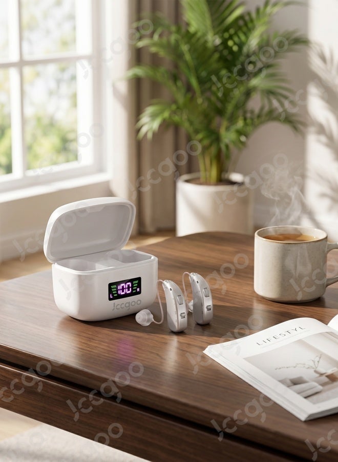 Jccgoo Rechargeable Hearing Aids for Seniors & Adults, Noise Cancelling, Latest Digital Chip, Sound Amplifier with Charging Case - Image 3
