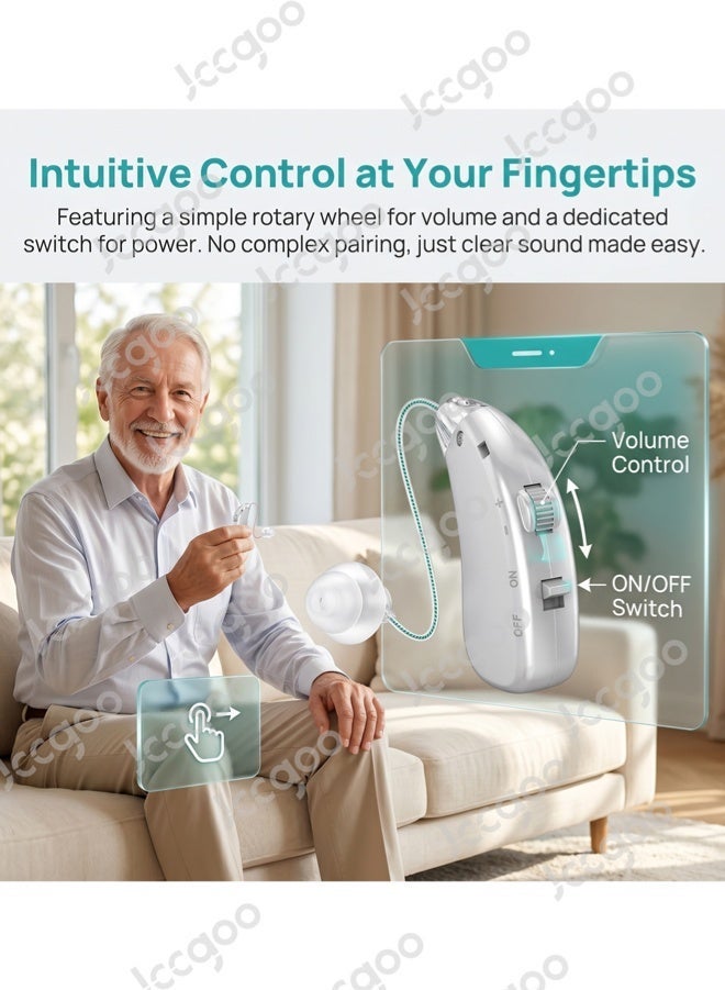 Jccgoo Rechargeable Hearing Aids for Seniors & Adults, Noise Cancelling, Latest Digital Chip, Sound Amplifier with Charging Case - Image 2
