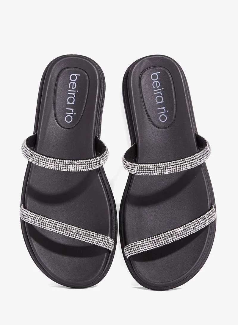 Beira Rio Black Flat Sandals for Women – Stylish Ladies Flat Sandals & Comfortable Flat Slippers for Women | Best Price UAE