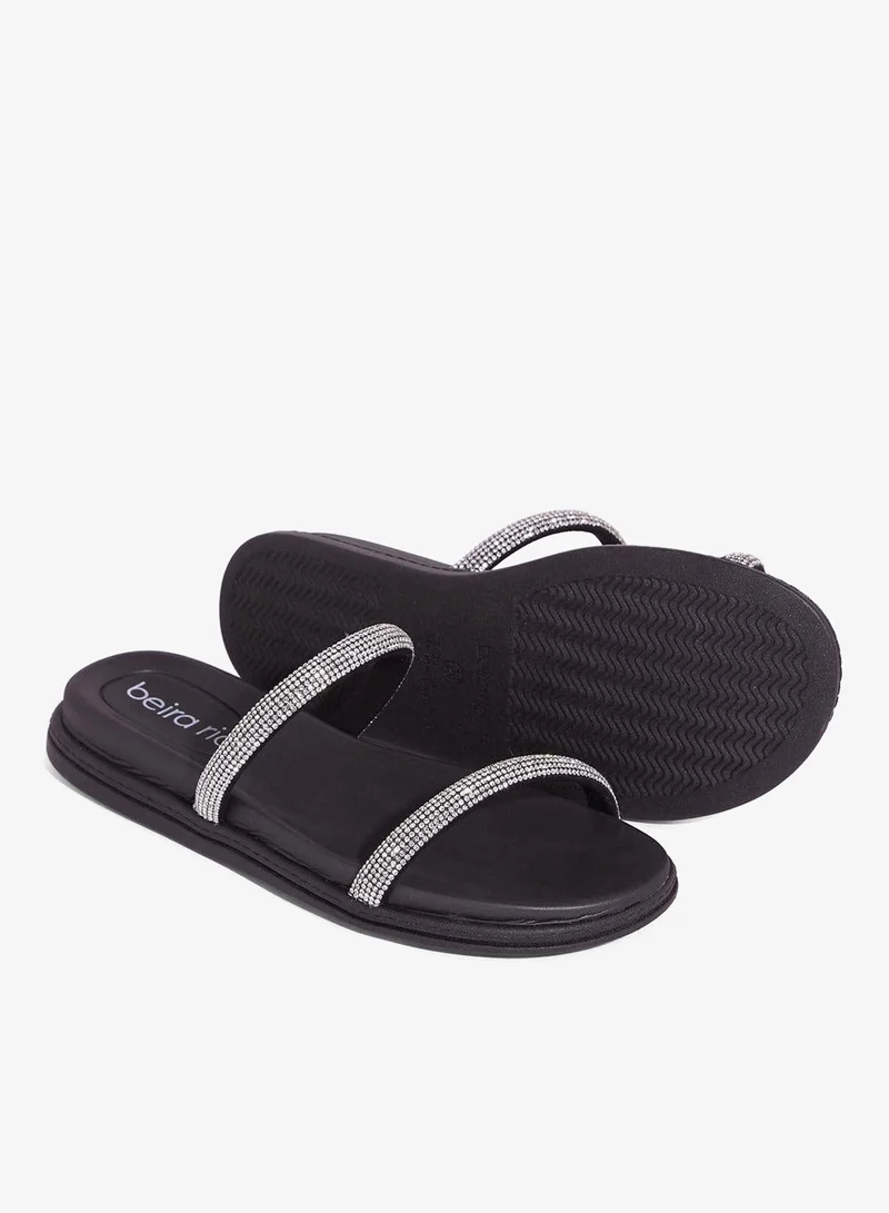 Beira Rio Black Flat Sandals for Women – Stylish Ladies Flat Sandals & Comfortable Flat Slippers for Women | Best Price UAE