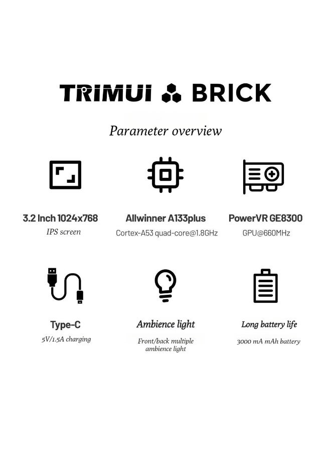 تريميو وحدة تحكم محمولة TRIMUI BRICK مع إضاءة محيطية، PSP ريترو، FC أركاد، وحدة تحكم ألعاب GBA نقطة إلى نقطة عالية الوضوح - Image 4