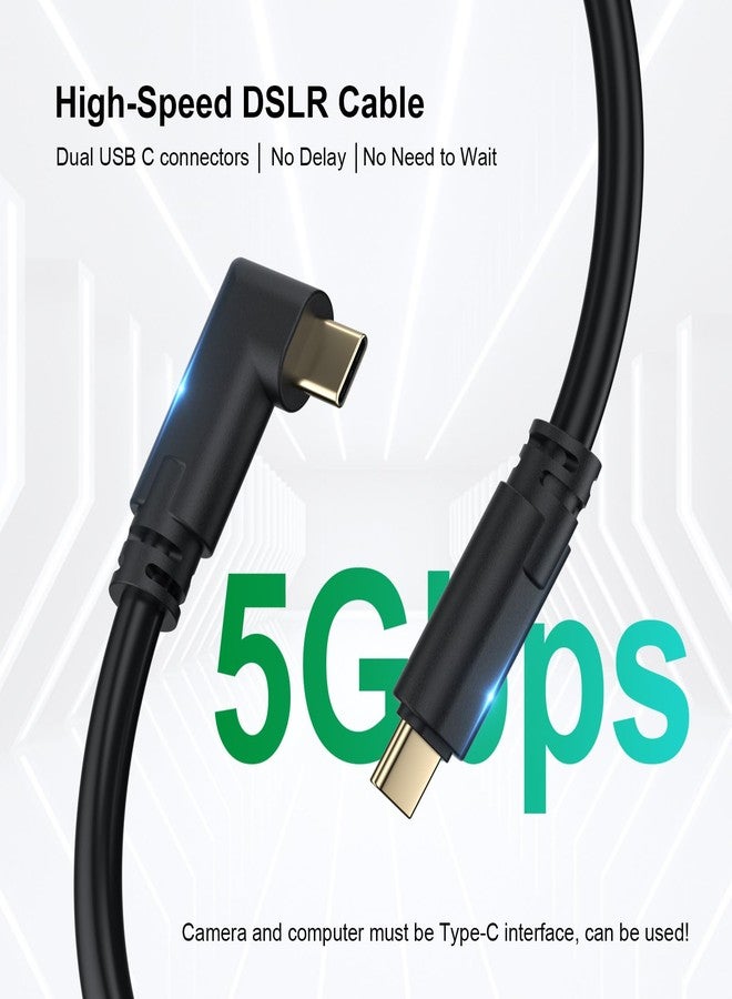 COOYA Camera Tethering Cable USB C to USB C 90° Right Angle Cord 5Gbps Fast Transfer & Charging Between Camera and Computer+Cable Lock Clamp for Sony A7 III/IV A7C Canon R5 R6 R10 Nikon Z6 Z7, 16.4 ft - Image 2