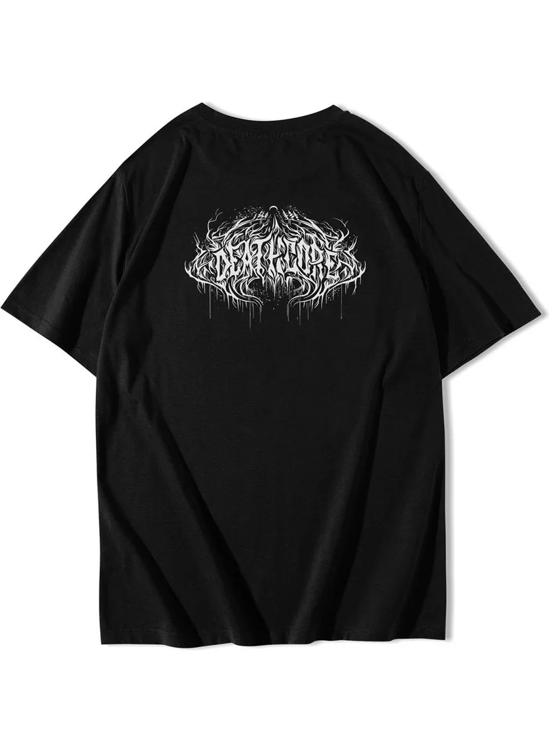 BRZ Collection Unisex Oversize Front and Back Printed Deathcore Lettering T-Shirt