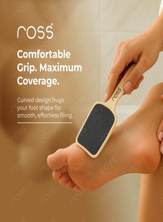 Ross Curved Foot File Scrubber – Wide Surface Callus Remover for Cracked Heels & Dead Skin | Pedicure Tool with Anti-Slip Handle & Hanging Loop | Professional Foot Care for Smooth Feet (Beige) - Image 5