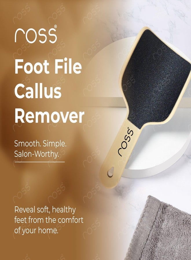 Ross Curved Foot File Scrubber – Wide Surface Callus Remover for Cracked Heels & Dead Skin | Pedicure Tool with Anti-Slip Handle & Hanging Loop | Professional Foot Care for Smooth Feet (Beige) - Image 2