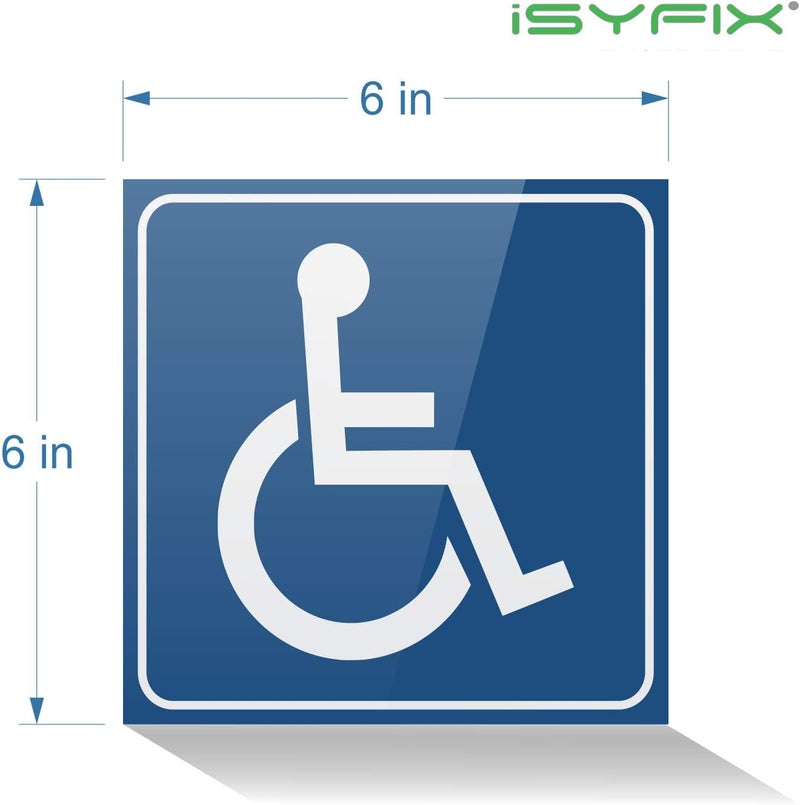 iSYFIX Handicap Signs Stickers Decal Symbol - 4 pack, 6x6 inch - ADA Compliant - Disable Wheelchair Sign, Disability Sticker, Premium Self-Adhesive Vinyl, Laminated, Indoor & Outdoor - Image 3