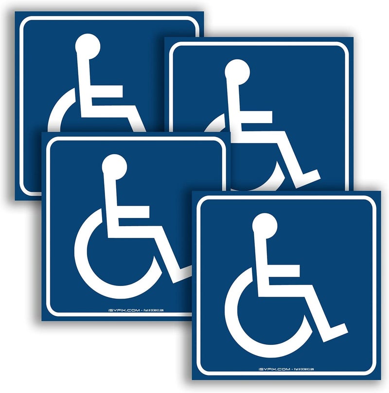 iSYFIX Handicap Signs Stickers Decal Symbol - 4 pack, 6x6 inch - ADA Compliant - Disable Wheelchair Sign, Disability Sticker, Premium Self-Adhesive Vinyl, Laminated, Indoor & Outdoor - Image 1