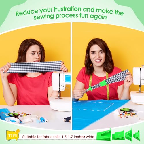 Ceoighe 2 Pack Jelly Roll Fabric Tube Maker, Bias Tape Maker for Jelly Roll Rugs, Sewing Tube Makers Suitable for Quilting DIY, Making Rugs Easier 676226, Patented Design (Green) - Image 2