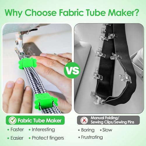 Ceoighe 2 Pack Jelly Roll Fabric Tube Maker, Bias Tape Maker for Jelly Roll Rugs, Sewing Tube Makers Suitable for Quilting DIY, Making Rugs Easier 676226, Patented Design (Green) - Image 3