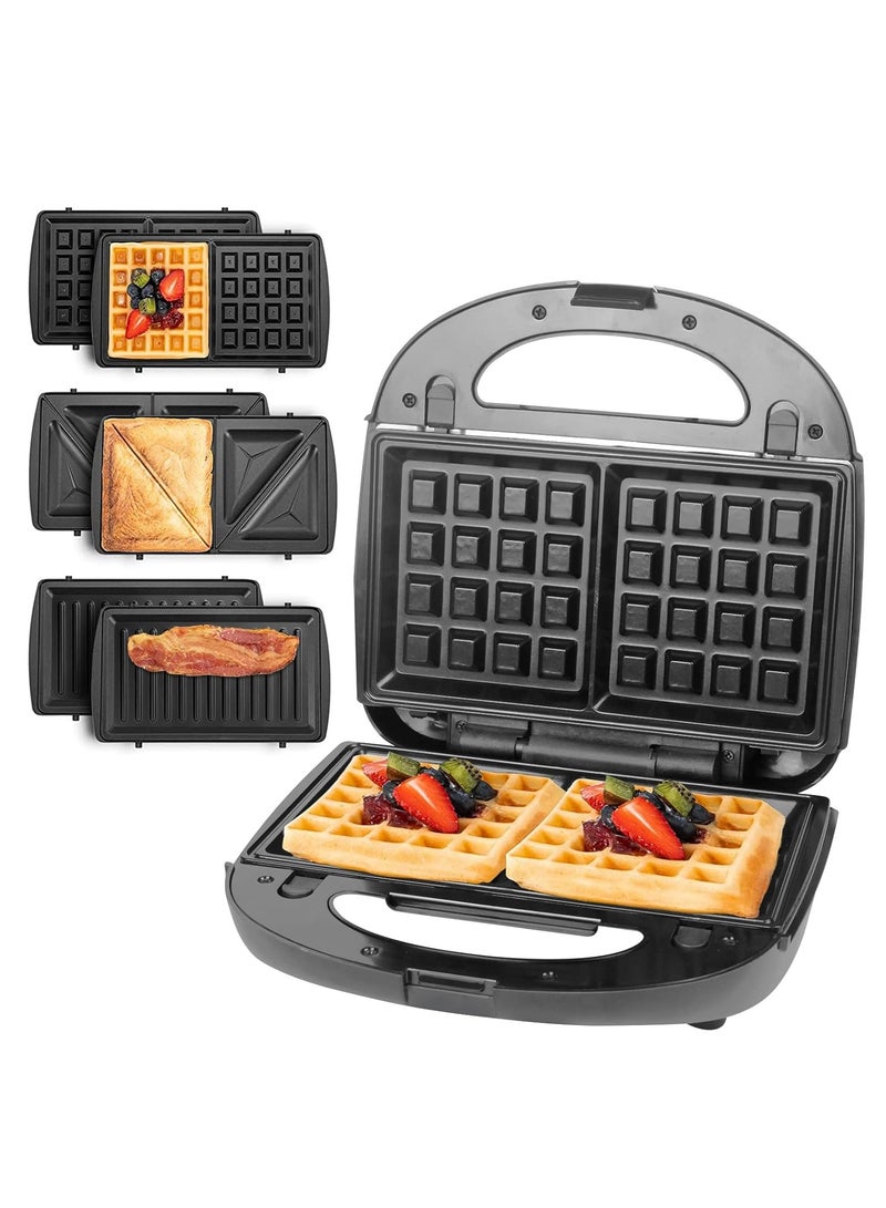 Sandwich Maker 3 in 1, Electric Panini Press and Waffle Maker Easy to Clean with Non-Stick  Removable Plates, LED Indicator Lights, Anti-Skid Feet Perfect for Breakfast Grilled Egg and Steak  - Image 4