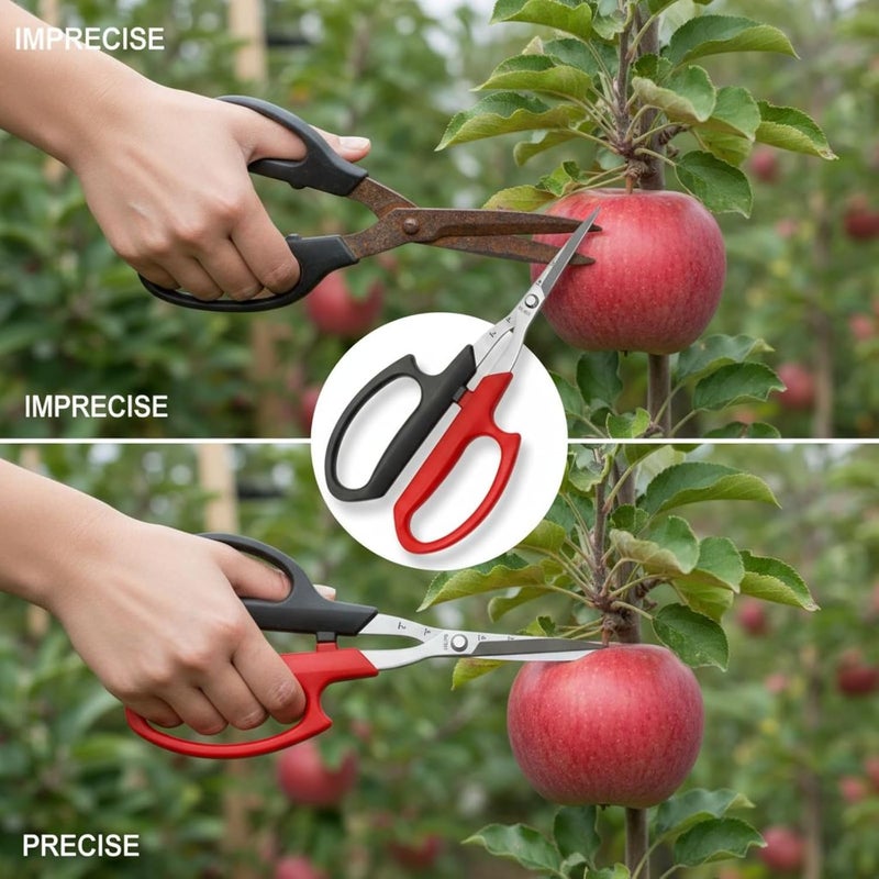 931 Stainless Steel Harvesting Shears, for Fruit Picking, Gardening, Floral Design, Pointed Tip Pruning Shear, 1.5 in / 38 Mm Blade, Ergonomic Anti-Slip Soft Grip, Shock Absorption Handle - Image 2