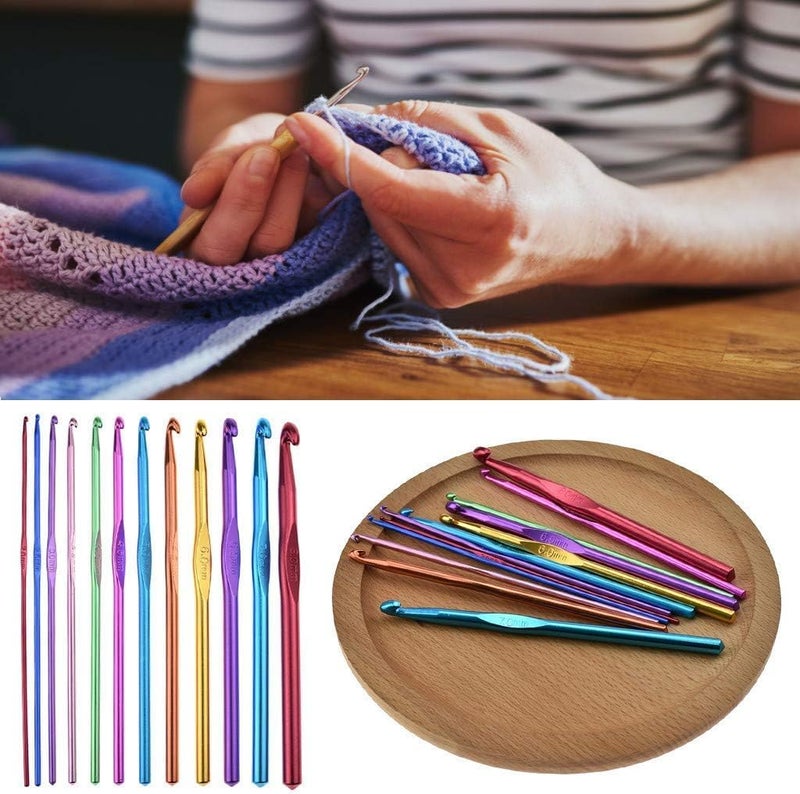Knitting Tool Set Crochet Hooks 2 to 8 mm Multicolor Aluminum Soft Knitting Craft Knitting Tools for Sweater Scarf Shawl (12 Pieces) - Image 2