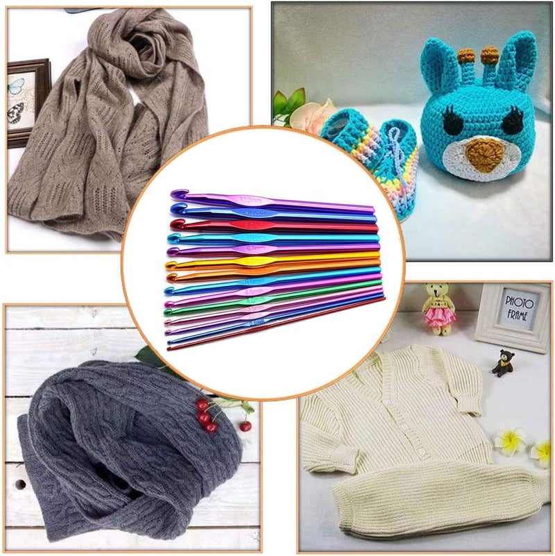 Knitting Tool Set Crochet Hooks 2 to 8 mm Multicolor Aluminum Soft Knitting Craft Knitting Tools for Sweater Scarf Shawl (12 Pieces) - Image 5