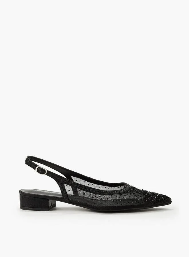 Women Embellished Buckle Closure Pointed Toe Shoes