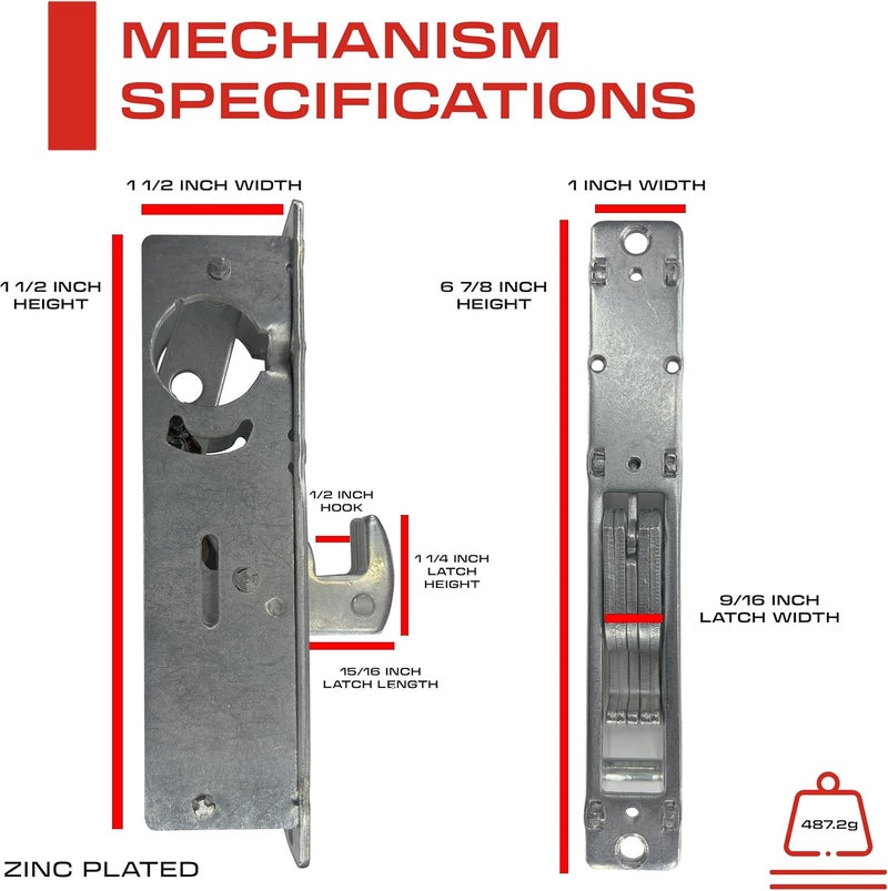 Sidco Supply Sliding Gate Lock - Hook Bolt Mortise Lock - Weldable Steel Hook Lock for Sliding Gate - Double Cylinder 1-1/8" Backset – Metal Gate Lock - Weld On Hook Lock for Rolling Gate Sliding Gate - Image 3