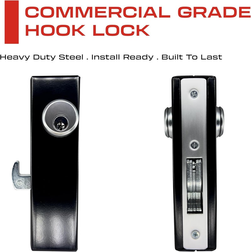 Sidco Supply Sliding Gate Lock - Hook Bolt Mortise Lock - Weldable Steel Hook Lock for Sliding Gate - Double Cylinder 1-1/8" Backset – Metal Gate Lock - Weld On Hook Lock for Rolling Gate Sliding Gate - Image 1