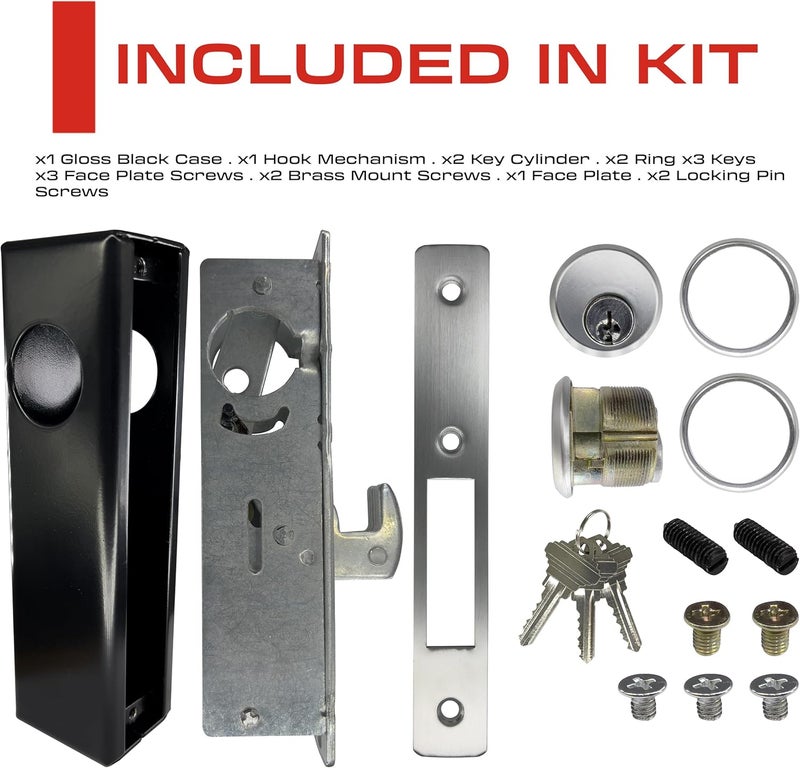Sidco Supply Sliding Gate Lock - Hook Bolt Mortise Lock - Weldable Steel Hook Lock for Sliding Gate - Double Cylinder 1-1/8" Backset – Metal Gate Lock - Weld On Hook Lock for Rolling Gate Sliding Gate - Image 5