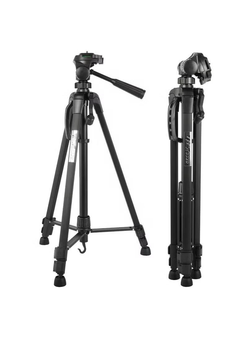 Raxoom WT-3520 140cm Camera Tripod – Lightweight Universal Aluminium Alloy Tripod Stand with 3-Way Pan Head & Quick Release Plate, Extendable 1400MM Tripod with Portable Carry Pouch - Image 1