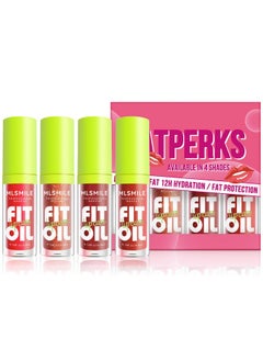 Charm Kiss 4 Colors Lip Oil Lip Glaze, Soft Brush Head Hydrating Lip Glow Oil,Shiny Transparent Lip Gloss Plumping,Long Lasting Nourishing Non-Sticky Fresh Clear Smooth Lip Care -Set B  - Image 1