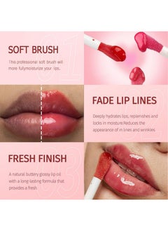 Charm Kiss 4 Colors Lip Oil Lip Glaze, Soft Brush Head Hydrating Lip Glow Oil,Shiny Transparent Lip Gloss Plumping,Long Lasting Nourishing Non-Sticky Fresh Clear Smooth Lip Care -Set B  - Image 2