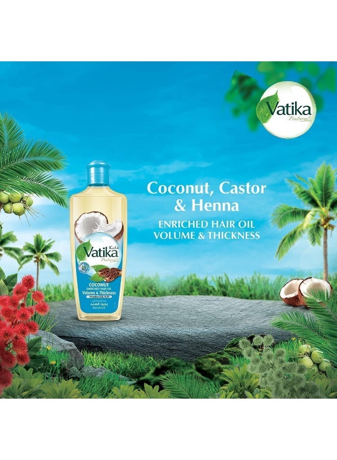 VATIKA زيت جوز الهند من فاتيكا ناتشورالز 300 مل | غني بزيت الخروع، الحناء والفيتامينات A و E و F | يوفر حجم وكثافة للشعر | يقوي الشعر من الجذور | خالي من السيليكون، الكبريتات والبارابين - Image 3