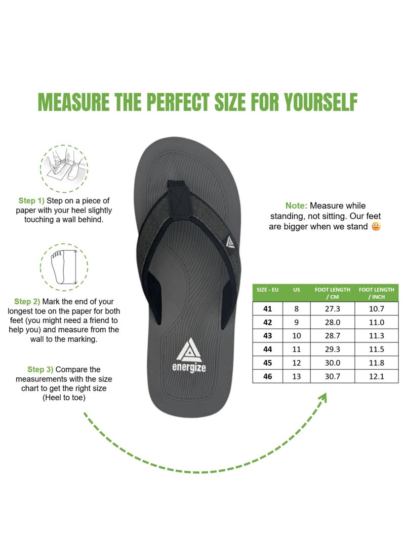 Energize - Men's EVA Flip Flop Beach Slippers: Classic, Ultimate Comfort & Support For Indoor & Outdoor Wear, Reduce Foot & Heel Pain, Lightweight, Improves Posture - Image 1