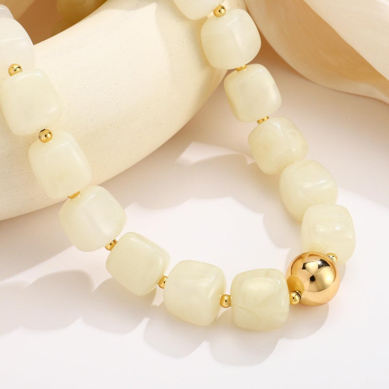 INNERDIVA Chunky Beaded Necklace for Women Big Large White Bead Choker Necklaces Trendy Summer Beach Beachy Womens Statement Charm Jewelry Boho Colorful Resin Gemstone Necklace Prom Accessories Gifts - Image 4