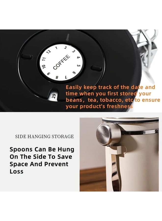 Stainless Steel Sealed Storage Jar With Date Tracking And Exhaust Valve For Coffee Beans Tea Leaves Dry Goods Silvery Gray - Image 2