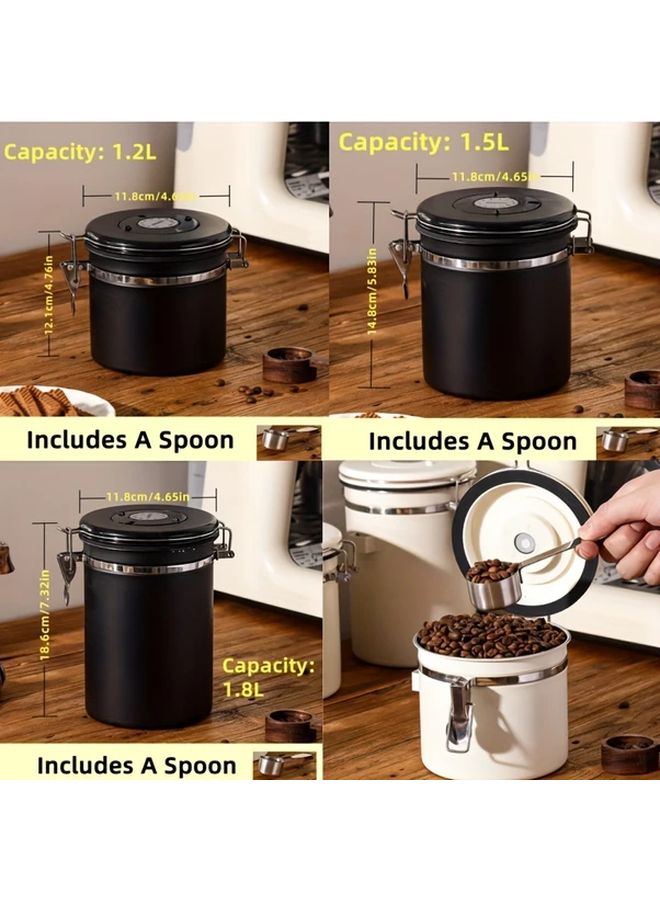 Stainless Steel Sealed Storage Jar With Date Tracking And Exhaust Valve For Coffee Beans Tea Leaves Dry Goods Silvery Gray - Image 3
