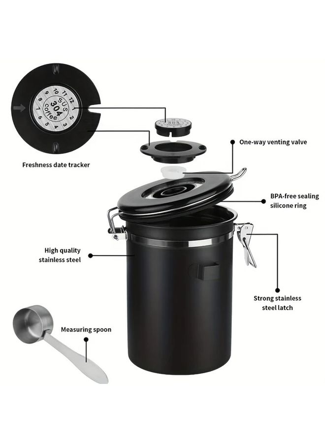 Stainless Steel Sealed Storage Jar With Date Tracking And Exhaust Valve For Coffee Beans Tea Leaves Dry Goods Silvery Gray - Image 5