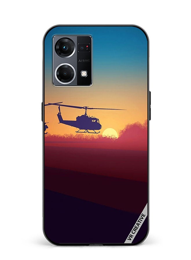 VR CREATIVE Protective Case Cover For Oppo Reno8 4G Military Choppers Design Multicolour - Image 1