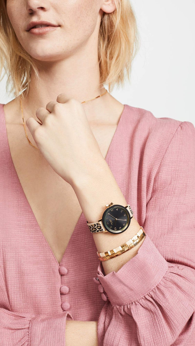 Kate Spade New York Women's Park Row Black and Gold Leopard Silicone Band Watch (Model: KSW1485) - Image 3