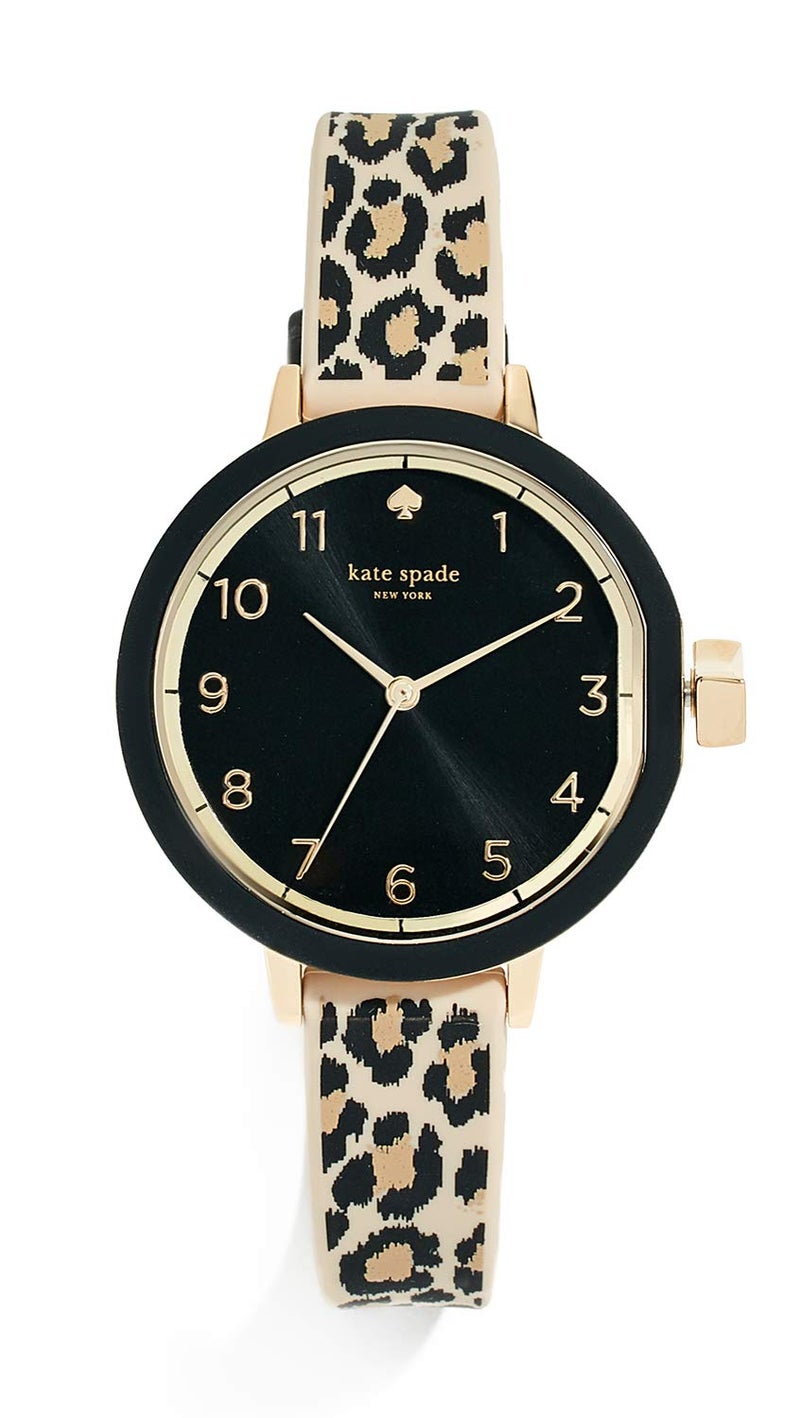 Kate Spade New York Women's Park Row Black and Gold Leopard Silicone Band Watch (Model: KSW1485) - Image 5