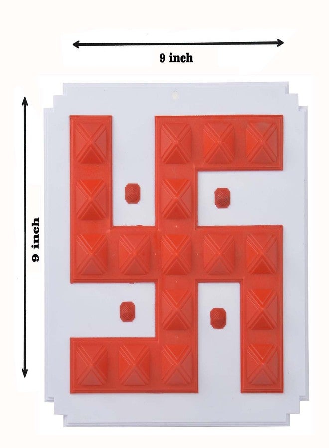 Omdariya Plastic Pyramid Swastik Vastu for Home, Shop, OfficeRed Hindu Statue with Pyramids, Satyagraha - 3D Figurine Providing Positive Energy (Shubham Swastik Yantra Size 9 * 9) - Image 3