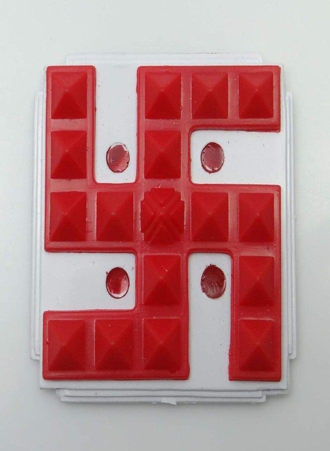 Omdariya Plastic Pyramid Swastik Vastu for Home, Shop, OfficeRed Hindu Statue with Pyramids, Satyagraha - 3D Figurine Providing Positive Energy (Shubham Swastik Yantra Size 9 * 9) - Image 2