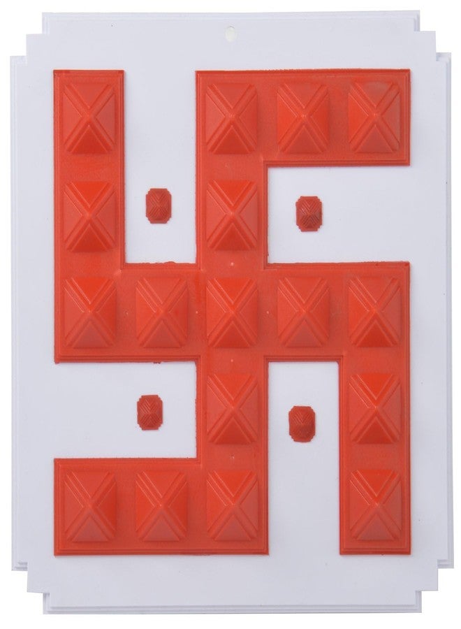 Omdariya Plastic Pyramid Swastik Vastu for Home, Shop, OfficeRed Hindu Statue with Pyramids, Satyagraha - 3D Figurine Providing Positive Energy (Shubham Swastik Yantra Size 9 * 9) - Image 1