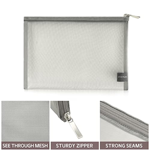 EASYFUN Mesh Pouch, Make up Bag with Zipper Cosmetic Organizer Pouch for Daily or Travel to Keep Small Items, 4 PCS Grey - Image 3