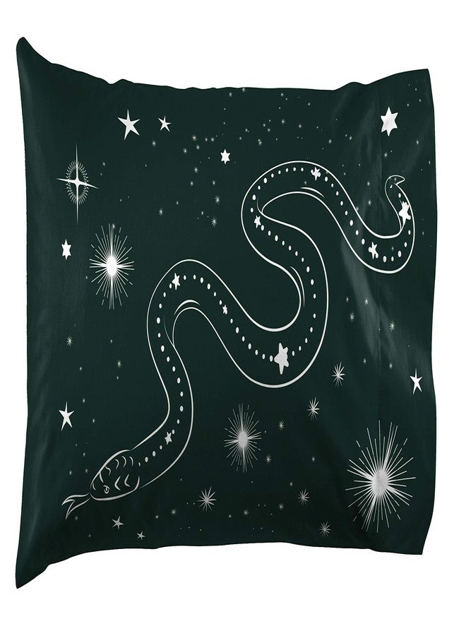 Jay Franco Harry Potter Serpent Stars 1 Pack Pillowcase - Double-Sided Kids Super Soft Bedding - Features Hogwarts House Slytherin - Image 2