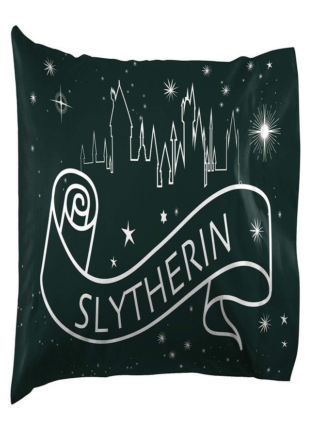 Jay Franco Harry Potter Serpent Stars 1 Pack Pillowcase - Double-Sided Kids Super Soft Bedding - Features Hogwarts House Slytherin - Image 1