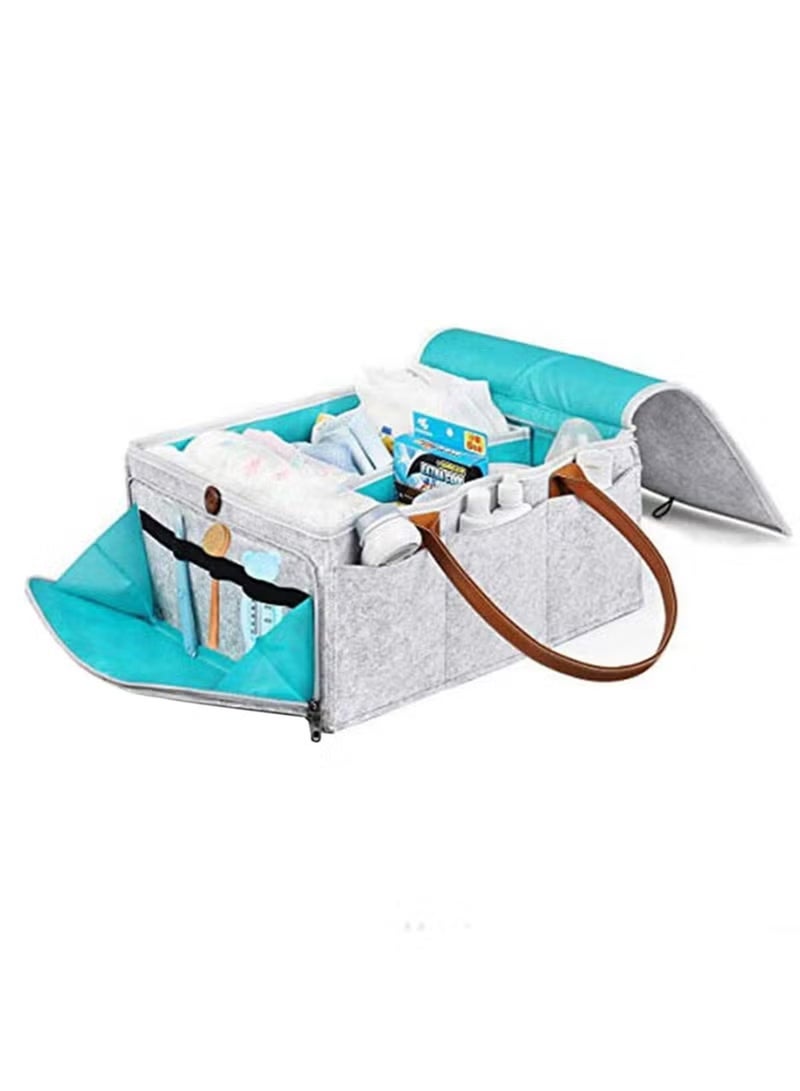 LO.BABY.VE Baby Diaper Caddy Bag With Zipper Lid And Leather Handle - Image 4