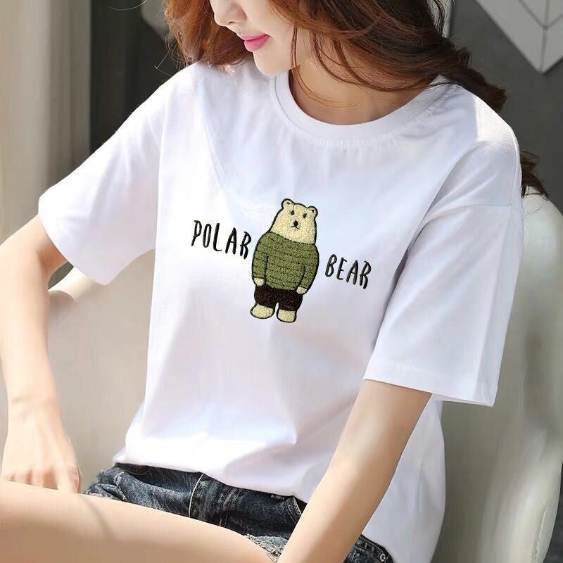2024 Spring and Summer Fashionable New Short-sleeved Womens T-shirt Female Students Korean Style Fashionable Loose Large Size Ins Top Base Shirt 6034 White  - Image 3