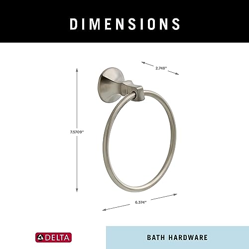 Delta Ashlyn (1-Pack) Hand Towel Holder Brilliance Stainless Steel Towel Racks for Bathroom Wall Round Towel Ring Holder for Bath Towel Hanger for Kitchen, Bathroom Accessories 76446-SS - Image 3