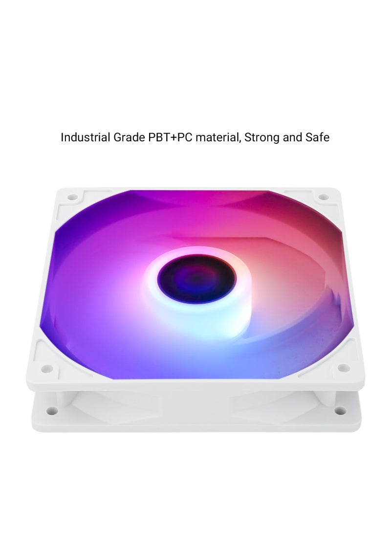 SYOSI - White ARGB CPU Fan for Computer Case or CPU, 120mm Silent Computer Cooling Fan 4pin PWM Computer Cooling Fan with S-FDB Bearing Included, up to 1500RPM Cooling Fan for Case & CPU Cooler - Image 1