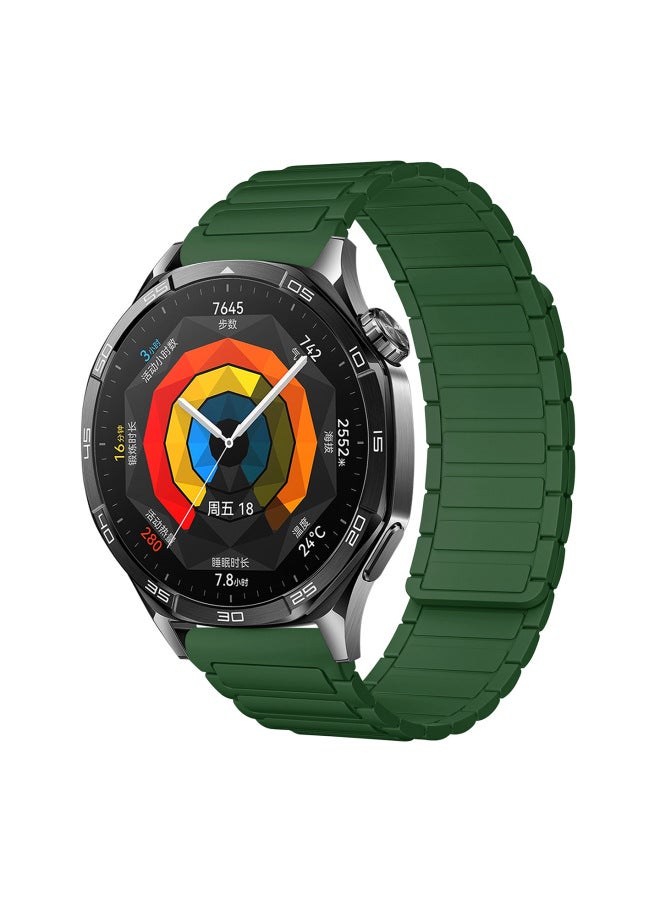 Suitable For Huawei Gt5 Gt422Mm Watch Strap Watch4567 Armor Style I-Shaped Three-Bead Silicone Magnetic Watch Strap 