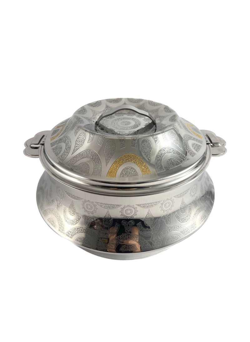 Homemaker Orcus Hotpot 2500ml Capacity - Unique Locking Lid - High Quality Stainless Steel - Gold  Etching & Silver 