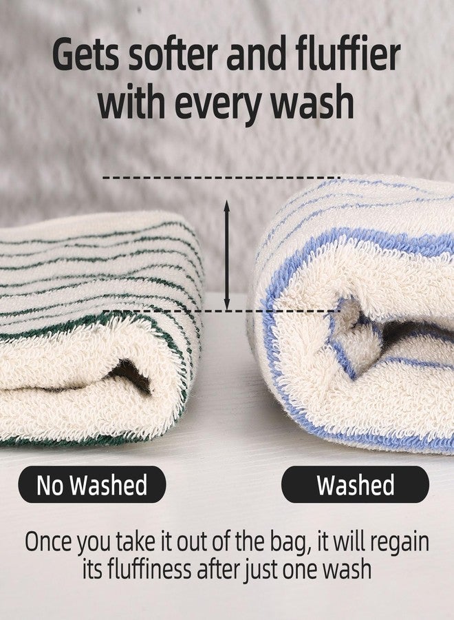Ovveroche 3 Pack Hand Towels 100% Cotton Soft Absorbent Striped Bathroom Towels for Kitchen Bathroom Spa Workout Gym 14” x 29” White - Image 4