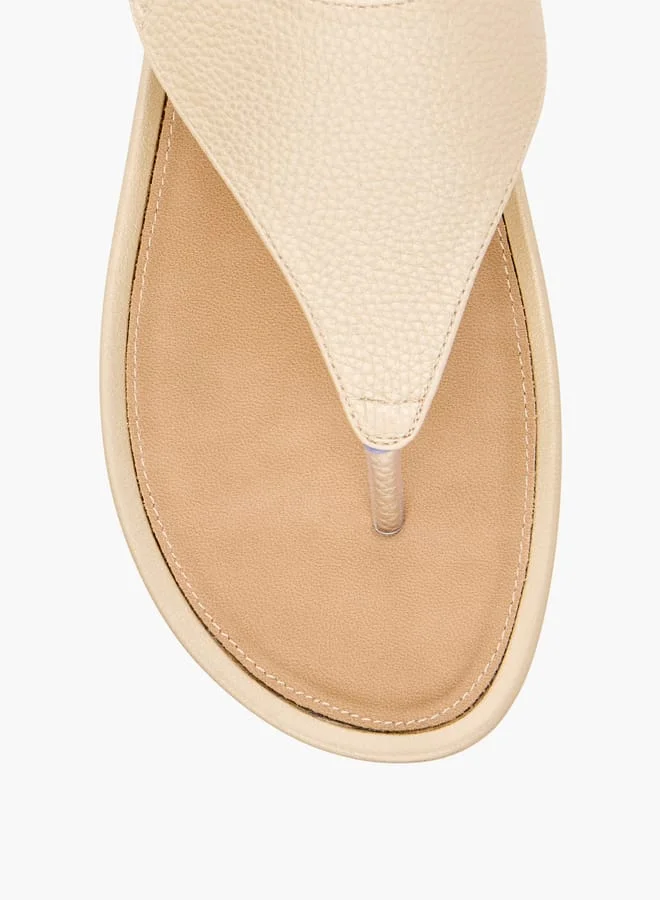 Flora Bella By Shoexpress Women Textured Slip-On Comfort Sandals with Wedge Heels